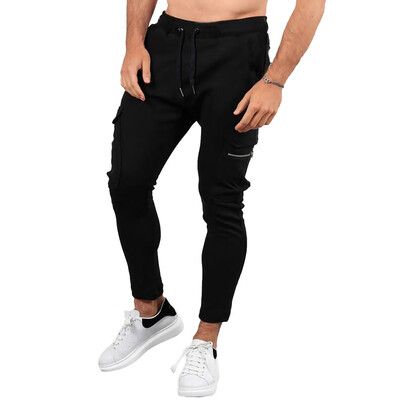 

Gobestart Mens Casual Fitness Patchwork Bodybuilding Pocket Skin Full Length Sports Pants