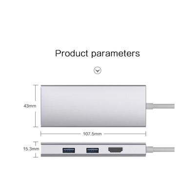 

7-in-1 Multifunctional USB Type C Hub with 2 USB 30 Ports 2K4K High Definition Output Port LAN DataTF Card Reader Charging Port