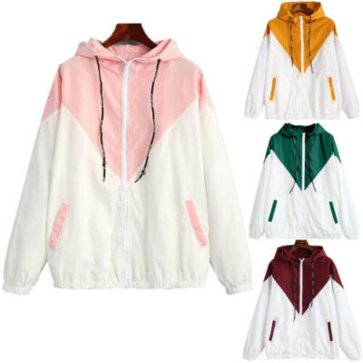 

Women Long Sleeve Hoodie Hoodie Splice Windbreaker Sport Coat Jacket Outwear Top