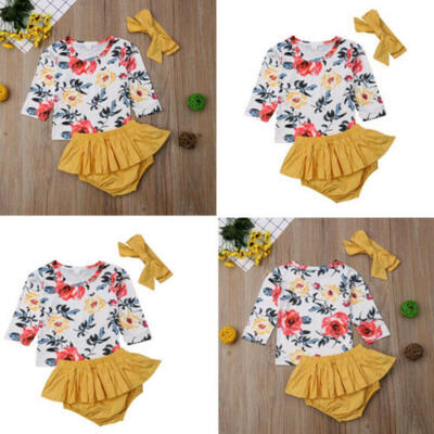 

US Infant Flower Baby Girl Outfits Clothes Romper Jumpsuit BodysuitPants Set