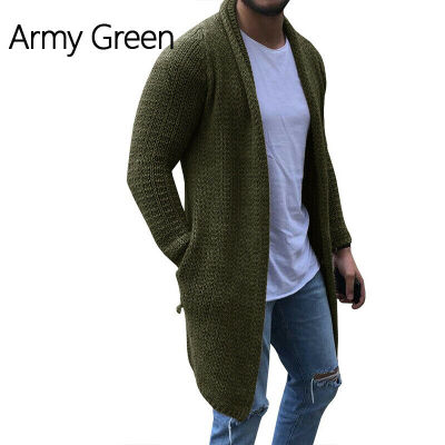 

Mens Solid Sweater Slim Long Sleeve Warm Knitted Cardigan Trench Coat Jacket