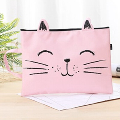 

1Pc A4 Cat Canvas Bag Fabric File Folder Document Bag Notebook Storage Organizer Bag Office School Supplies