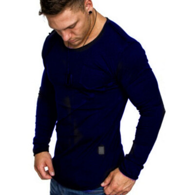 

Mens O-neck Long Sleeve Breathable Tops Muscle T-Shirt Sports Fitness T-Shirt