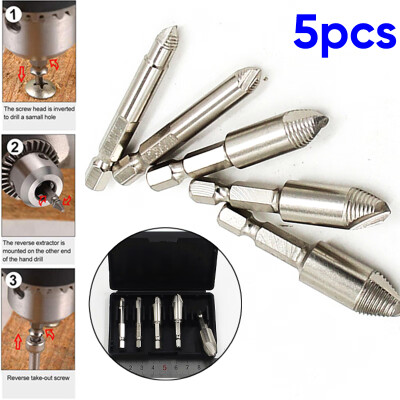 

5 Pcs Damaged Screw Extractor Remove Set Screws Bolt Extract Drill Bit Tools