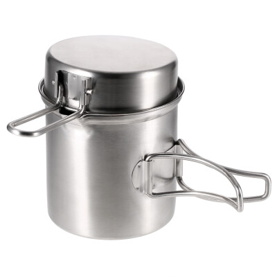 

Portable Outdoor Cooking Pot Stainless Steel Camping Backpacking Pot Cup with Folding Handles