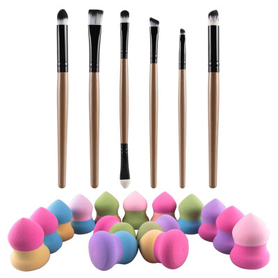 

6Pcs Makup Powder Eye Brushes 1Pcs Sponge Blender Blending Puff