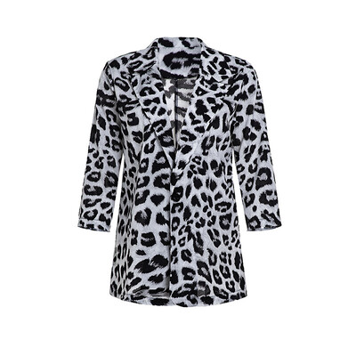 

Fashion Womens Casual Tops Cardigan Coat 34 Sleeve Leopard Print Suit Blouse
