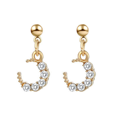 

Korean Popular New Gold Earrings Rhinestone Simple Moon Dangle Drop Earrings For Women Statement Earings Fashion Jewelry 2019