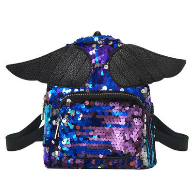 

Women Wing Shining Sequins PU Leather Backpack Princess Small Shoulder Bags
