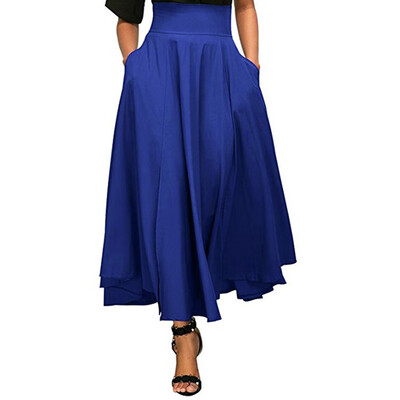 

Roseonmyhand Women High Waist Pleated A Line Long Skirt Front Slit Belted Maxi Skirt