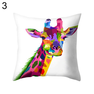 

Colorful Cat Lion Giraffe Owl Pillow Case Cushion Cover Sofa Bed Car Cafe Decor