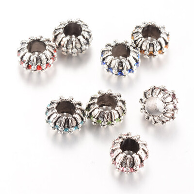 

Alloy Rhinestone European Beads Large Hole Beads Rondelle Mixed Color 10x78mm Hole 5mm