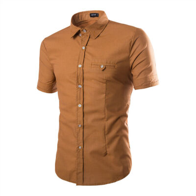 

Luxury Mens Button Casual Shirts Slim Fit Short Sleeve Dress Shirt T-shirt Tops