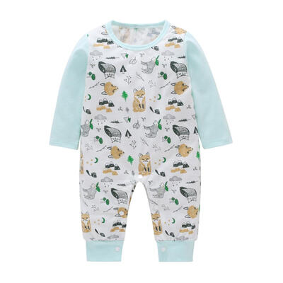 

Autumn Cute Animal Print Long Sleeve Newborn Baby Rompers Basic Jumpsuit