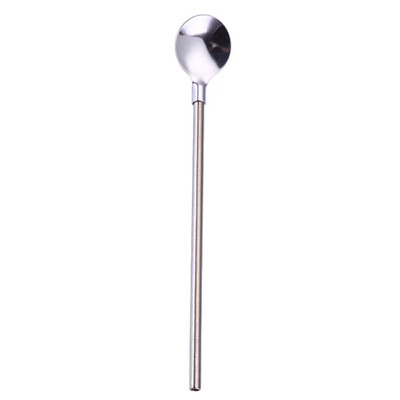 

Stainless Steel Stirring Coffee Spoons Straw Small Mini Tea Spoon Tableware With Straw Environmentally Friendly Coffee Spoon