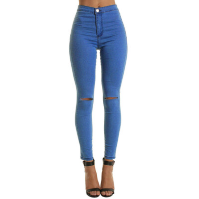 

〖Follure〗Women Casual Slim Solid Hole Long Jeans Zippers Sexy Skinny Pants Daily Trousers