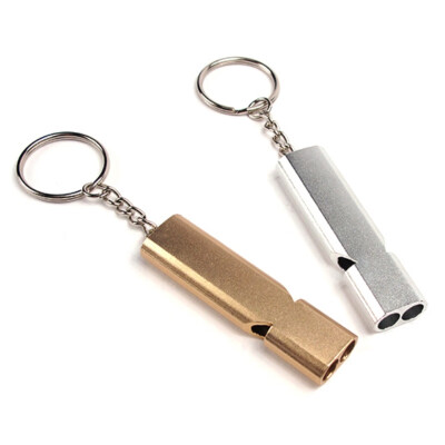 

Hiking Survival Whistle Double Pipe High Decibel Aluminum Outdoor Equipment Whistle Keychain Cheerleading Whistle Outside Fishin