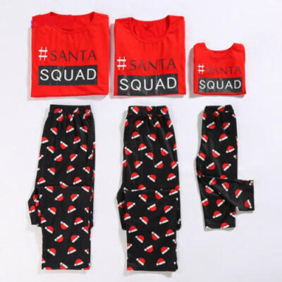 

USA Family Match Christmas Santa SQUAD Pajamas Set Women Kid Sleepwear Nightwear