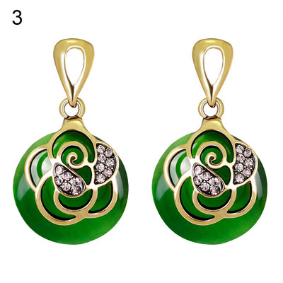 

Women Vintage Faux Opal Ball Rhinestone Inlaid Flower Party Earrings Eardrop