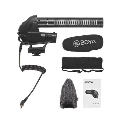 

BOYA BY-BM3030 On-camera Condenser Microphone Mic Supercardioid Intergrated Shock Mount 35mm Plug with 2pcs Windscreens Carry Pou