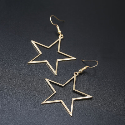 

2018 New Fashion Womens Hollow Star Earrings Golden Siver Color Hook Drop Earrings Simple Ear Jewelry Brincos