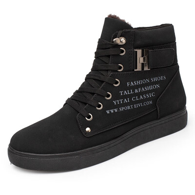 

2018 Hot Men Shoes Fashion Warm Fur Winter Men Boots Autumn Leather Footwear For Man New High Top Canvas Casual Shoes Men