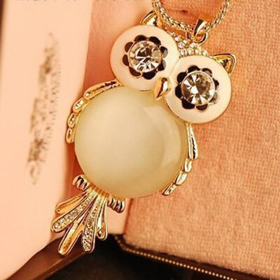 

Women Shiny Rhinestone Cute Owl Long Chain Pendant Sweater Necklace Jewelry