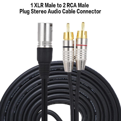 

1 XLR Male to 2 RCA Male Plug Stereo Audio Cable Connector Y Splitter Wire Cord 5 meters 164ft for Microphone Mixing Console