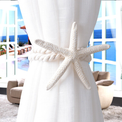 

Starfish Curtain Hooks Cotton Rope Buckle Tie Backs Holdbacks Home Decor 11CM