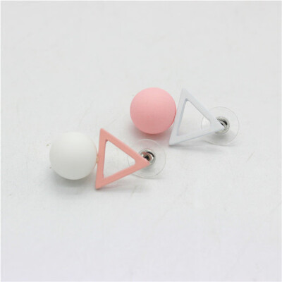 

Olaru Jewelry 3 Colors Fashion Korea Triangle Pearl Ball Stud Earrings Trendy Cute Long Earring for Women 2016 New Hot C-E44