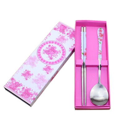

2Pcs Portable Metal Tableware Outdoor Picnic Camping Cutlery Chopsticks Spoon