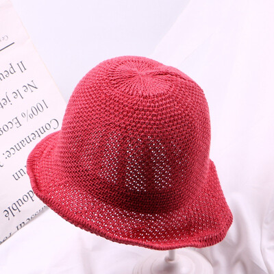 

Korean folding sunscreen fisherman basin hat childrens hat spring&summer solid color curly edge shading knitted gift hat