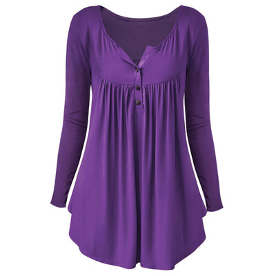 

Plus Size Half Button Crinkle T Shirt