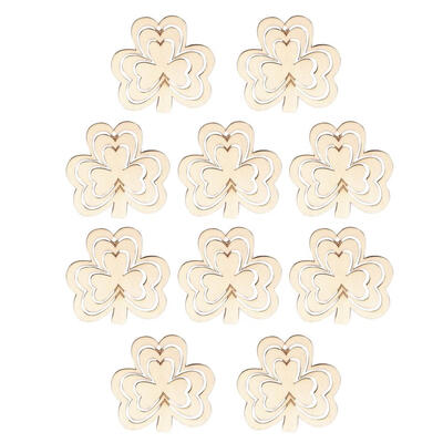 

10pcs 3 Leaves Shamrock Shape Wood Pendant Ireland StPatrick Hanging Decor