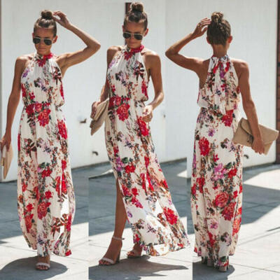 

Womens Boho Long Maxi Dress Ladies Cocktail Party Evening Summer Beach Sundress