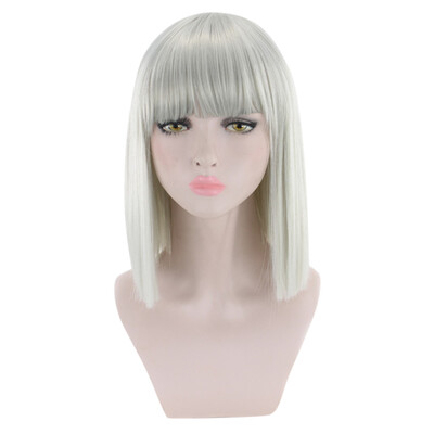 

〖Follure〗Short Straight Heat Resistant Synthetic Hair Gray Nature Black Womens