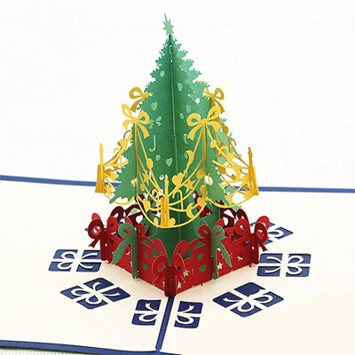

Christmas Tree Invitation Greeting 3D Card Laser Cut Postcard New Year Gift