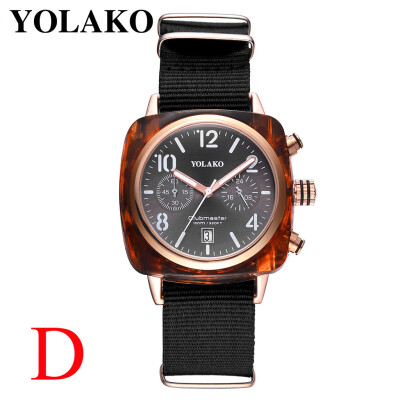 

Gobestart Luxury Temperament Square Dial Canvas Watchband Watch Analog Quartz Watch