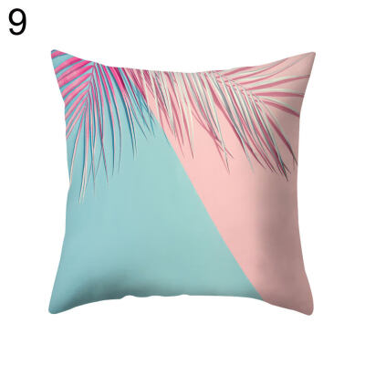 

Leaves Color Block Pillow Cover Cushion Case Home Car Sofa Bedroom Hotel Decor