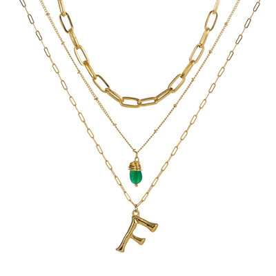 

Tiny Green Stone Gold Color Initial Necklace Letter Necklace Statemant Necklaces Personalized Pendant For Women Girls Best Gift