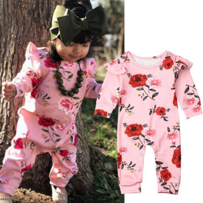 

US Newborn Kids Baby Girl Floral Romper Jumpsuit Bodysuit Clothes Outfits Cotton