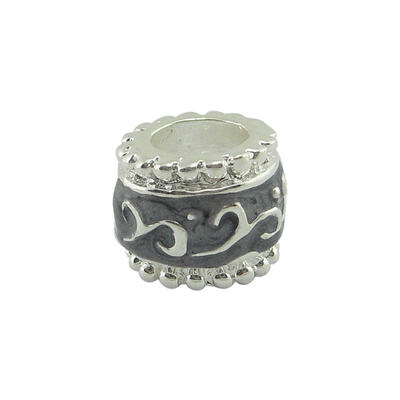 

Alloy European Beads with Enamel Barrel Silver Color Gray about 11mm wide 9mm long hole 65mm