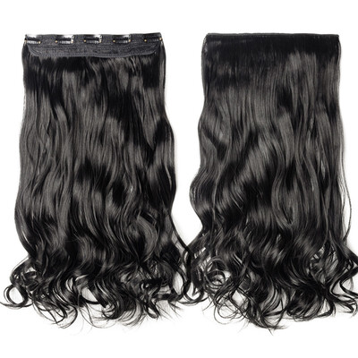 

Synthetic Fiber Clips in on Hair Extension 34 Full Head One Piece 5 Clips Long Silky Straight Curly Wavy