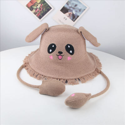 

Shake the same ear moving hat female sun hat cute net red rabbit hat children fisherman hat sunscreen tide