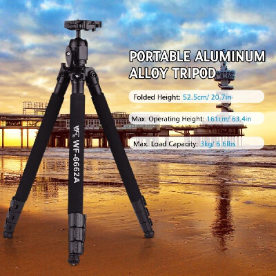 

WF WF-6662A Professional Photography Tripod Stand Aluminum Alloy Max Load 3kg66lbs Max Height 161cm with Ball Head 14 Inch Sc