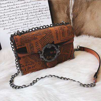 

Ins super fire bag female 2019 new Korean fashion letters retro wild chain shoulder slung small square bag