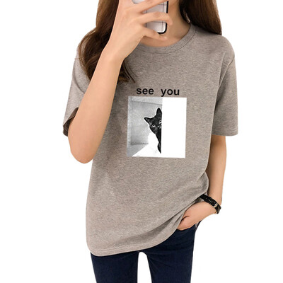 

Womens Round Neck Printed Short Sleeve T-Shirt