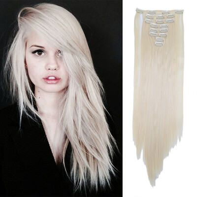 

8 PcsSet Fashion Long Curly Wavy Straight Clip In Hair Extension Sexy Heat Resistant Party Hair Natural Synthetic Hair For Women