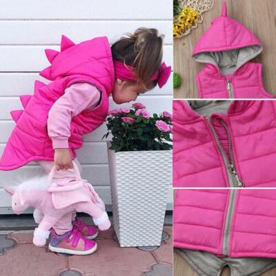 

Infant Baby Girl Winter Warm Dinosaur Hooded Coat Kid Jacket Outerwear Waistcoat
