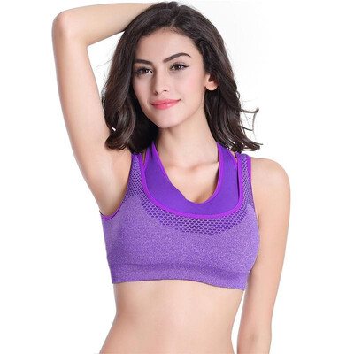 

Women Professional Push-Up Sports Bra Fake Two-Piece Mesh Yoga Fitness Vest Bra Workout Running Tank Top